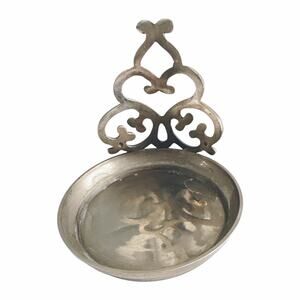 Vintage Pewter Porringer Style Wide Candle Holder